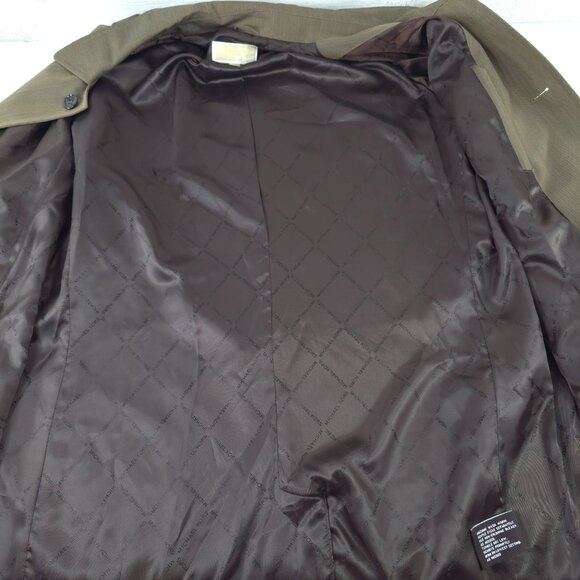 MICHAEL KORS BROWN RAIN COAT MEN'S SIZE 46L FOUR BUTTONS POCKETS LINING *EUC* - Picture 6 of 16